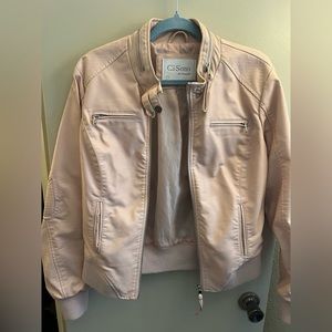 Light pink faux leather jacket bomber style.